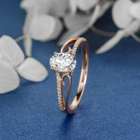 1.00CT Oval Cut Gold Twig Vine Eternity Flower Moissanite Engagement Promise Ring - JBR Jeweler