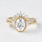 1.00CT Oval Cut Lab-Grown Diamond Side Stone Bridal Set Ring (2Pcs) - JBR Jeweler