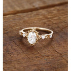 1.00CT Oval Cut Vintage Yellow Gold Art Deco Promise Moissanite Engagement Ring - JBR Jeweler