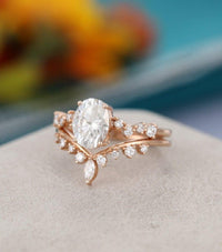 1.00CT Oval Cut Wedding Moissanite Engagement Ring with Curved Band - JBR Jeweler