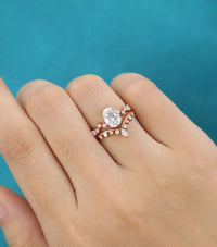 1.00CT Oval Cut Wedding Moissanite Engagement Ring with Curved Band - JBR Jeweler