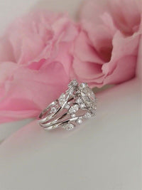 1.00Ct Oval Lab Diamond Engagement Ring With Enhancer Matching Eternity Bridal Set - JBR Jeweler