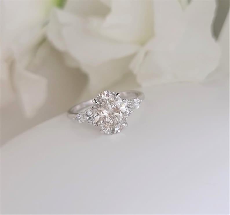 1.00Ct Oval Lab Diamond Engagement Ring With Enhancer Matching Eternity Bridal Set - JBR Jeweler