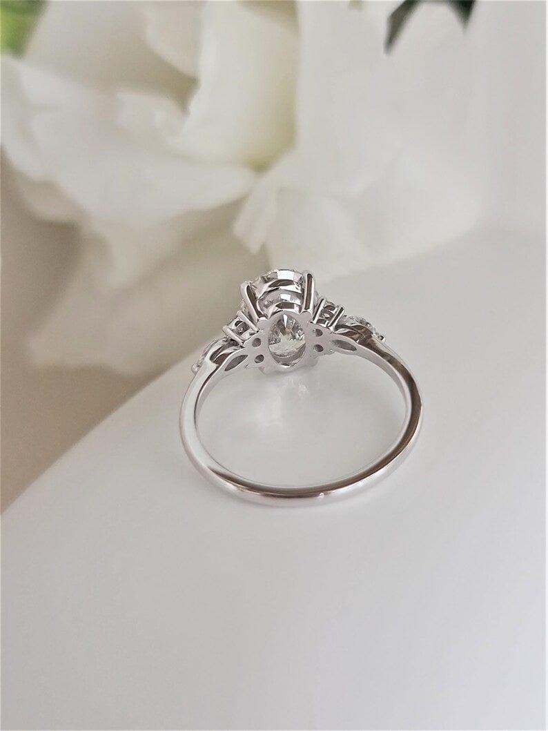 1.00Ct Oval Lab Diamond Engagement Ring With Enhancer Matching Eternity Bridal Set - JBR Jeweler