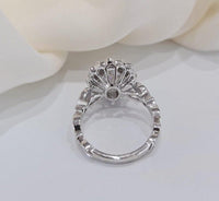 1.00Ct Oval Lab Diamond Vintage Milgrain Halo Engagement Ring - JBR Jeweler