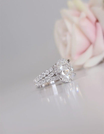 1.00Ct Oval Lab Grown Diamond Engagement Ring With Matching Bridal Set - JBR Jeweler