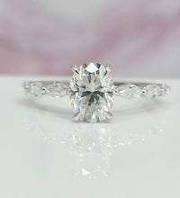 1.00Ct Oval Lab Grown Diamond Engagement Ring With Matching Open Stack Band Set - JBR Jeweler