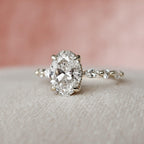 1.00CT Oval Lab-Grown Diamond Under Halo Bridal Set With Wedding Band(2Pcs) - JBR Jeweler