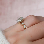 1.00CT Oval Lab-Grown Diamond Under Halo Bridal Set With Wedding Band(2Pcs) - JBR Jeweler