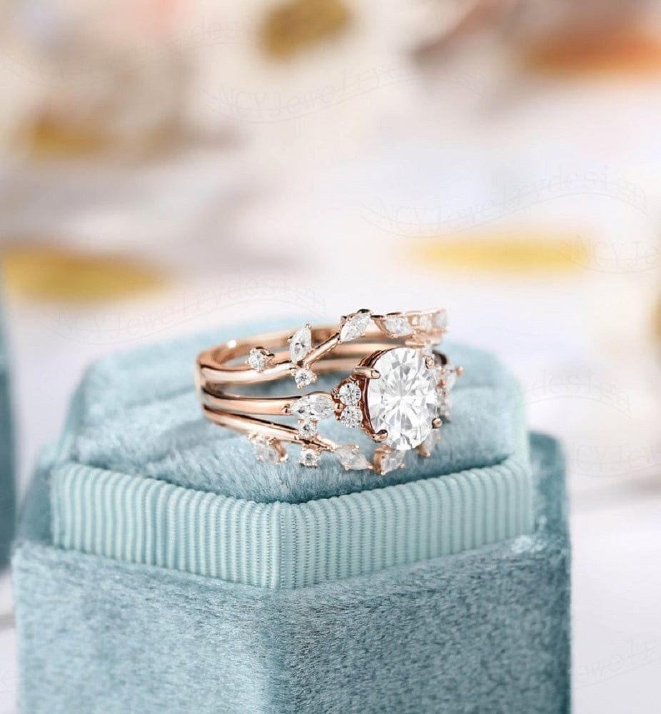 Marquise Cut Lab Grown Diamond Engagement Ring, Matching Wedding Band