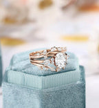 1.00CT Oval set Leaf Vintage Enhance Wedding Band Cluster Moissanite Engagement Ring - JBR Jeweler