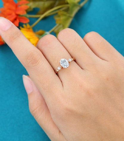 1.00Ct Oval shaped Yellow Gold Three Stone Wedding Anniversary Moissanite Engagement Ring - JBR Jeweler