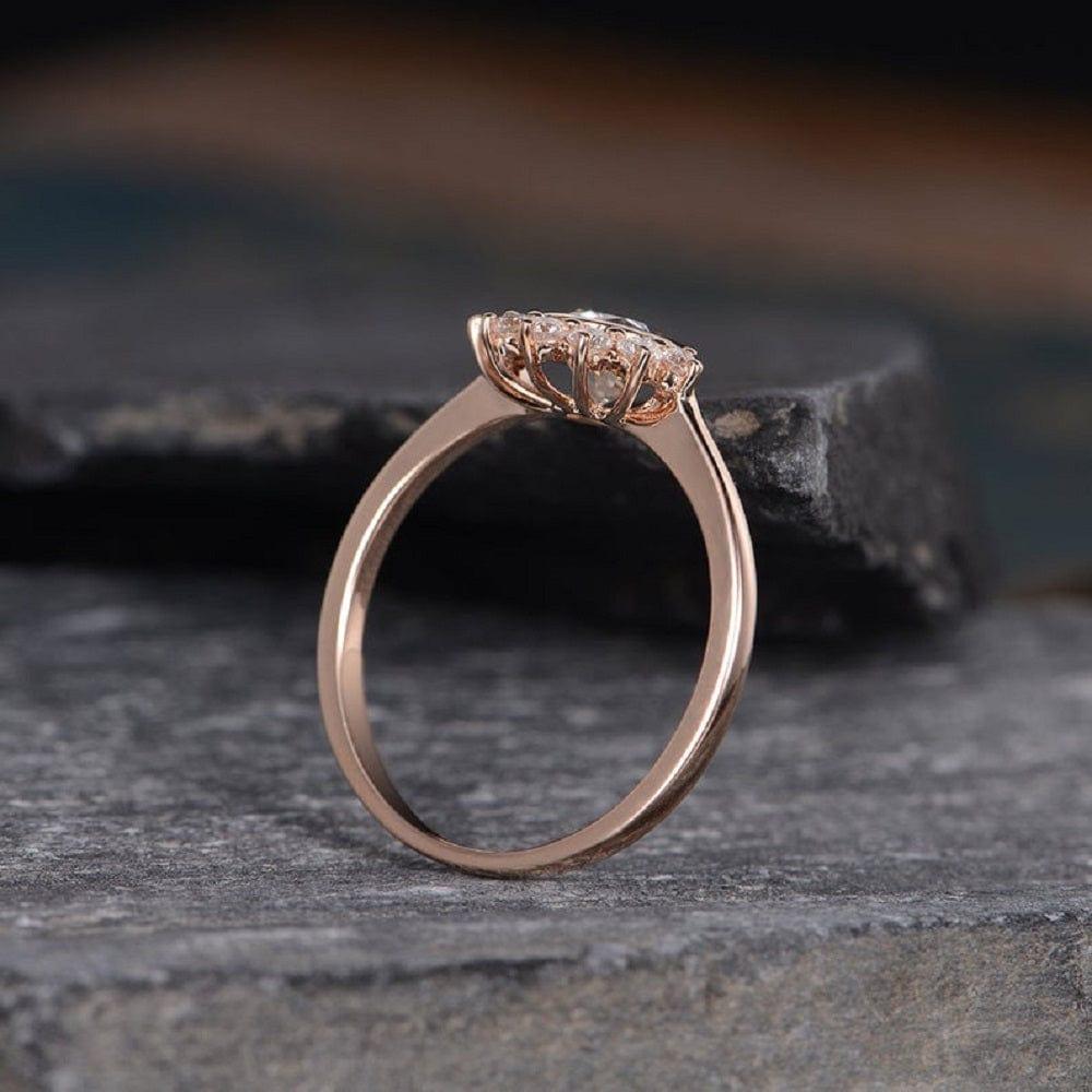 1.00CT Pear Cut Rose Gold Bridal Bezel Set Curved Crown Wedding Moissanite Engagement Ring - JBR Jeweler