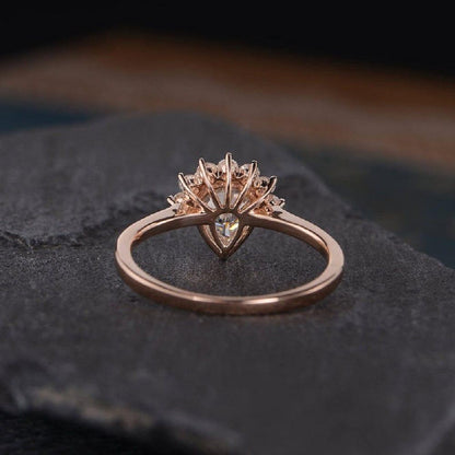 1.00CT Pear Cut Rose Gold Bridal Bezel Set Curved Crown Wedding Moissanite Engagement Ring - JBR Jeweler