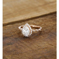 1.00CT Pear Cut Rose Gold Halo Set Milgrain Moissanite Engagement Ring For Women - JBR Jeweler