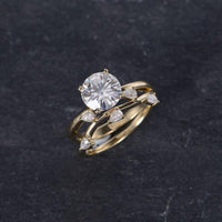 1.00CT Pear Cut Solitaire Yellow Gold Moissanite Engagement Ring Bridal Set - JBR Jeweler