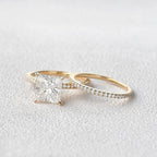 1.00CT Princess Cut Lab Grown Diamond Wedding Ring Set with Band (2PCS) - JBR Jeweler