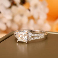 1.00CT Princess Cut White Gold Split Shank Moissanite Wedding Engagement Ring - JBR Jeweler