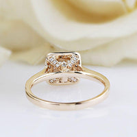 1.00CT Princess Cut Yellow Gold Vintage Halo Set Moissanite Engagement Ring - JBR Jeweler