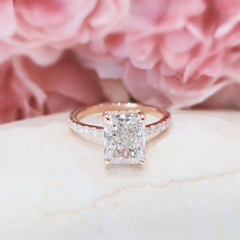 1.00Ct Radiant Lab grown-CVD Solitaire Diamond Engagement Ring