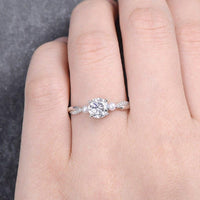 1.00Ct Round Cut Akoya Pearl White Gold Infinity Birthstone Moissanite Engagement Ring - JBR Jeweler