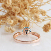 1.00CT Round Cut Blue Moissanite Solitaire Rose Gold Wedding Ring Christmas Gift - JBR Jeweler