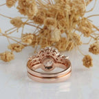 1.00Ct Round Cut Halo 14k Rose Gold Wedding Engagement Moissanite Bridal Set - JBR Jeweler