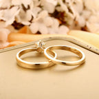 1.00CT Round Cut Knife Edge Sparkle Yellow Gold Solitaire Moissanite Ring - JBR Jeweler