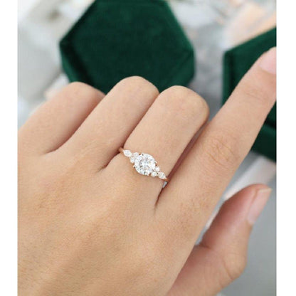 1.00CT Round Cut Promise Anniversary White Gold Unique Moissanite Wedding Engagement Ring - JBR Jeweler