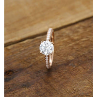 1.00Ct Round cut Rose Gold Side Stone Bridal Promise Anniversary Moissanite Engagement Ring - JBR Jeweler