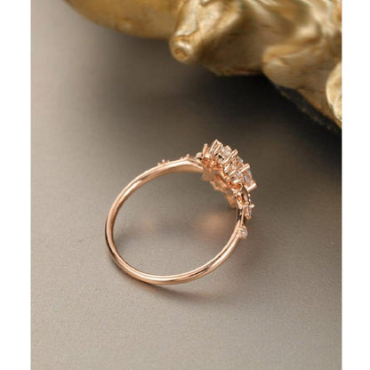 1.00CT Round Cut Rose Gold Unique Bridal Promise Moissanite Engagement Ring - JBR Jeweler