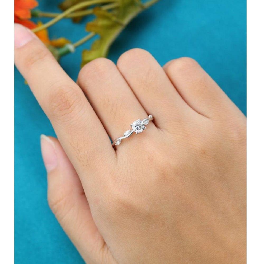 1.00CT Round Cut Rose Gold Unique Marquise Cut Wedding Moissanite Engagement Ring