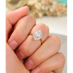 1.00CT Round Cut Vintage Halo Yellow Gold Baguette Moissanite Engagement Wedding Ring - JBR Jeweler