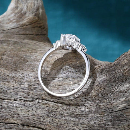 1.00CT Round Cut White Gold Antique Moon Style Promise Anniversary Moissanite Engagement Ring - JBR Jeweler