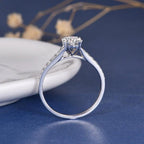 1.00CT Round Cut White Gold Double Prong Pave Set Moissanite Engagement Ring - JBR Jeweler