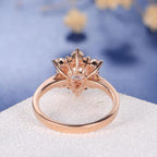 1.00CT Round Cut White Gold Halo Flower Snowflake Cluster Moissanite Engagement Ring - JBR Jeweler