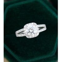 1.00CT Round Cut White Gold Halo Half Eternity Wedding Moissanite Anniversary Ring - JBR Jeweler