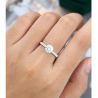 1.00CT Round Cut White Gold Unique Half Eternity Solitaire Moissanite Engagement Ring - JBR Jeweler