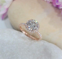 1.00Ct Round Shaped Lab Grown Diamond Halo Style Engagement Ring - JBR Jeweler