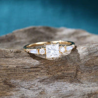 1.00CT Unique Cluster Princess Cut Rose Gold Promise Moissanite Engagement Ring - JBR Jeweler