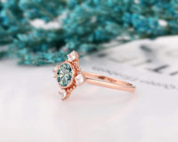 1.0CT Brilliant Round Cut Blue Green Moissanite Engagement Ring - JBR Jeweler