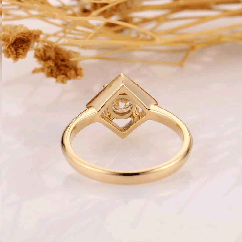 1.0CT Round Cut Brilliant Moissanite Solitaire Yellow Gold Wedding Anniversary Ring - JBR Jeweler