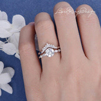 1.0CT Round Cut Moissanite 2pcs Bridal Set Engagement Ring Anniversary Gift - JBR Jeweler