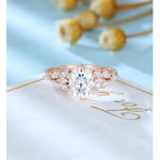 1.10CT Oval cut Rose Gold Cluster Unique Marquise Bridal Moissanite Engagement Ring - JBR Jeweler