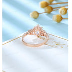 1.10CT Oval cut Rose Gold Cluster Unique Marquise Bridal Moissanite Engagement Ring - JBR Jeweler