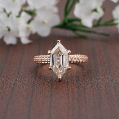 1.2 CT Hexagon Criss and Kite Antique Hexagon Moissanite Engagement Ring - JBR Jeweler