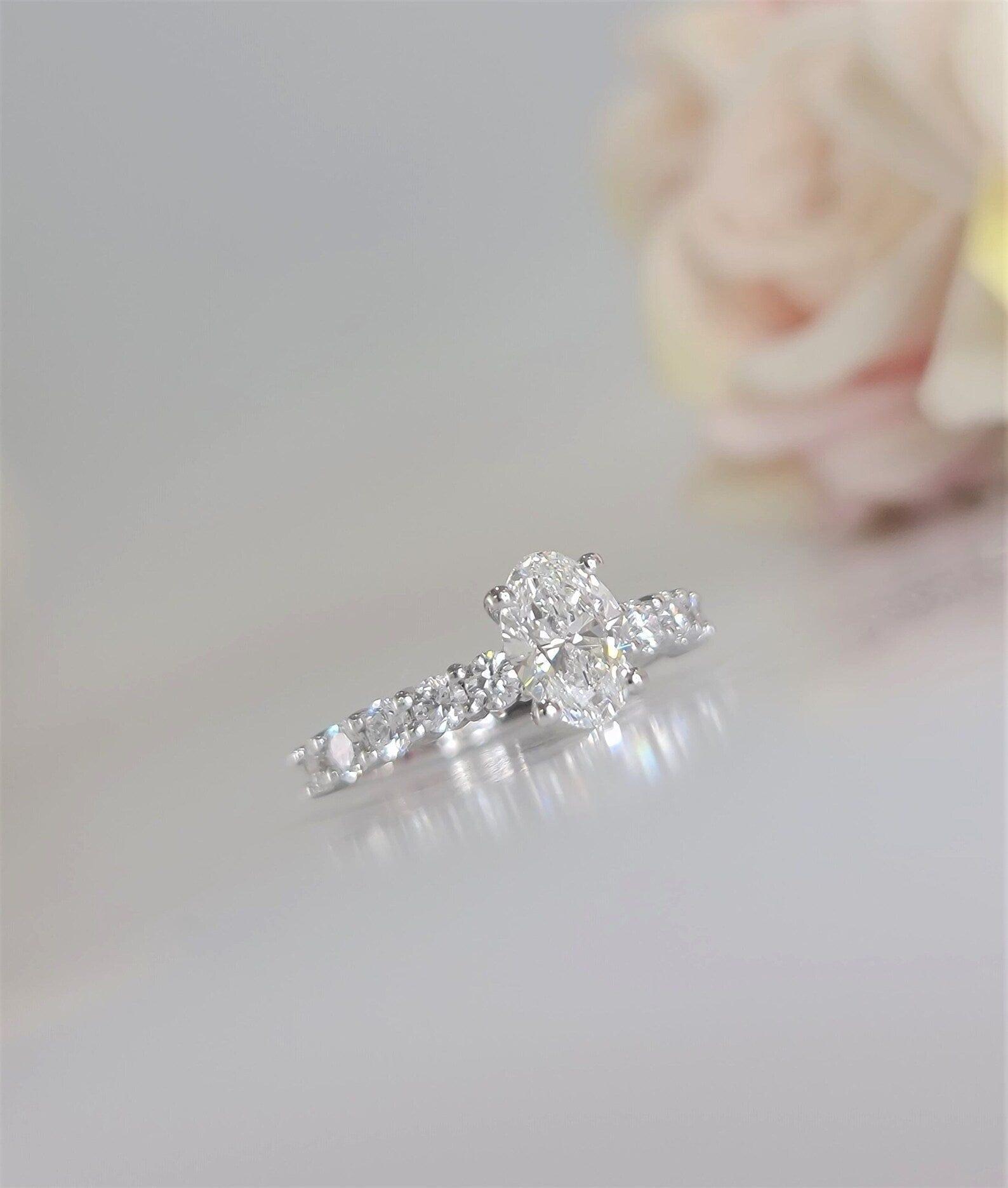 1.20Ct Classic Solitaire Oval Cut Moissanite Diamond Engagement Ring - JBR Jeweler