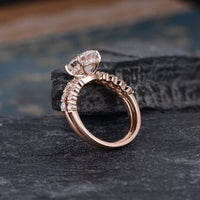 1.20CT Oval Cut Rose Gold Moissanite Engagement Ring Sets With Matching Band - JBR Jeweler