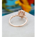 1.20CT Oval Cut Rose Gold Unique Flower Halo Moissanite Engagement Ring - JBR Jeweler