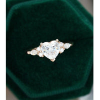 1.25 CT Heart Cut Marquise Accent Diamond Moissanite Engagement Ring - JBR Jeweler